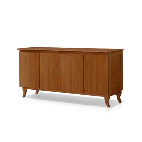 Buffet de Madeira Maciça Aparador Monterrey 4 Portas Vintage Retrô Reforçada Alta Qualidade Castanho