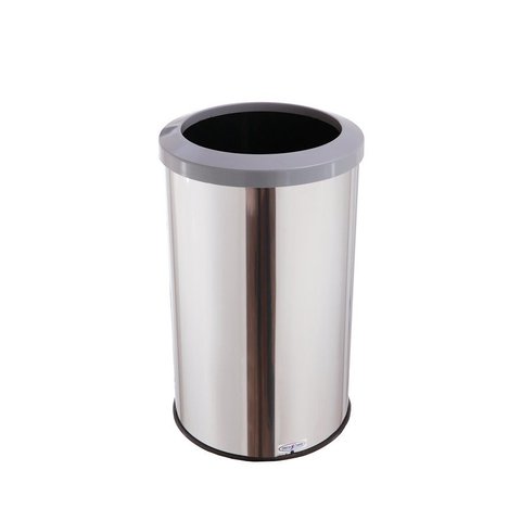 Lixeira Inox Com Aro Plástico Cores 35 Litros Cesto De Lixo - Cinza