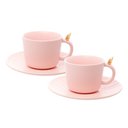 Ver imagem 1 de Conjunto 2 Xícaras de Chá de Cerâmica com Pires Colibri Rosa 170ml Wolff