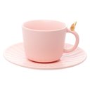 Ver imagem 4 de Conjunto 2 Xícaras de Chá de Cerâmica com Pires Colibri Rosa 170ml Wolff