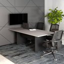Ver imagem 1 de Mesa Reunião Escritório 180cm X 90cm Cinza S Pr Pé Painel F5 Cor:cinza Sagrado com Preto