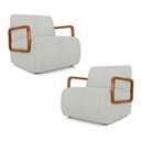 Ver imagem 1 de Kit 2 Poltronas Decorativa Sala de Estar Odessa Braços em Madeira Bouclê Cinza Claro G33 - Gran Belo
