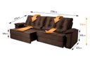 Ver imagem 3 de Sofá Retrátil Reclinável 250cm Ascari Suede Velut com molas Ensacadas - King House