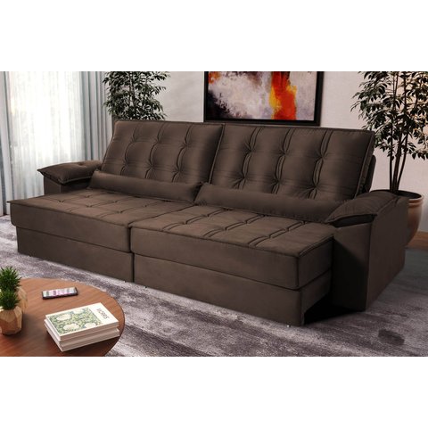Sofá Retrátil Reclinável 250cm Ascari Suede Velut com molas Ensacadas - King House