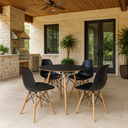 Ver imagem 1 de Conjunto Mesa Eiffel 100cm e 4 Cadeiras Polipropileno Eames Dsw La Mobilia: Sala Jantar Preta