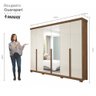 Guarda Roupa 4 Espelhos 6 Portas Marrom Avelã Branco - 3