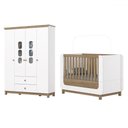 Ver imagem 2 de Quarto de Bebê Completo Aconchego 4 Portas 2 Gavetas com Vidro Branco/jequitibá - Henn
