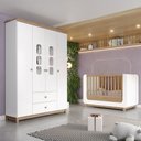Ver imagem 1 de Quarto de Bebê Completo Aconchego 4 Portas 2 Gavetas com Vidro Branco/jequitibá - Henn