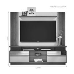 Home para TV com Prateleiras Brian Off White Nogueira com Led - 2