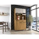 Ver imagem 1 de Balcão Multiúso 6 Portas Uma Gaveta em Mdp Versátil - sem Tampo - Freijó/off White