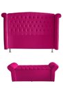 Ver imagem 1 de Kit Realeza Cabeceira de Cama Box e Calçadeira Baú Casal 140 Cm Suede Rosa Pink do Lar Móveis