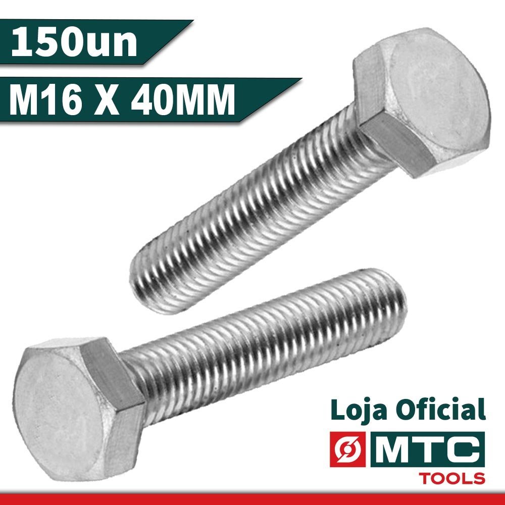 PARAFUSO SEXTAVADO DIN 933 M16 x 40 ZINCO NÍQUEL - 150Pçs | MadeiraMadeira