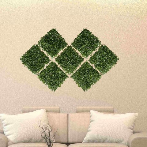 7 Placas para Decorar Parede Verde Buxinho Artificial Placa de 25x25 para Casa