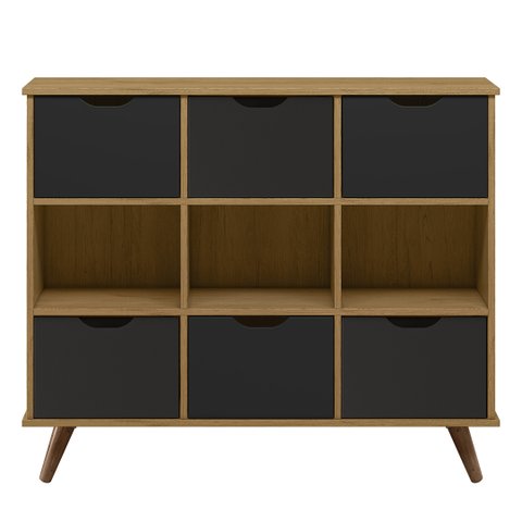 Nicho Organizador Retrô 6 Gavetas Freijó/preto - Qmovi