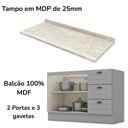 Ver imagem 5 de Cozinha Modulada 4 Portas Balcao Tampo 200 Cm Americana Cinza Calcare Henn