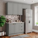 Ver imagem 2 de Cozinha Modulada 4 Portas Balcao Tampo 200 Cm Americana Cinza Calcare Henn