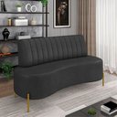 Ver imagem 2 de Sofá 2 Lugares Living 160cm Pé Ferro Dourado Maraú Sint Pu Preto K01 - D\'rossi