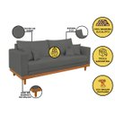 Ver imagem 6 de Kit 2 Poltronas Living + Sofá 2 Lugares Base Madeira Suede Cor:cinza