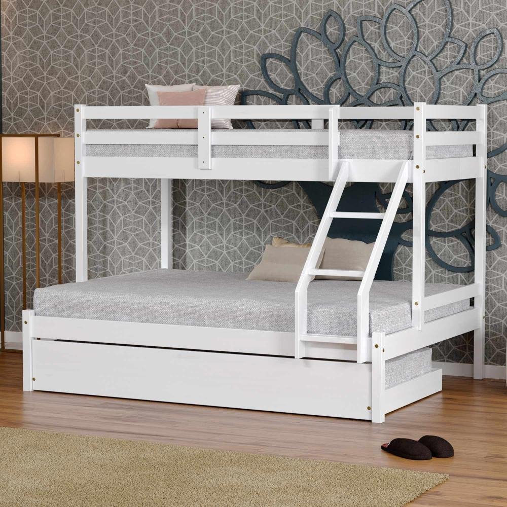 Treliche com Cama Casal Slim Rb Madeira Maciça Branco Housin - 2