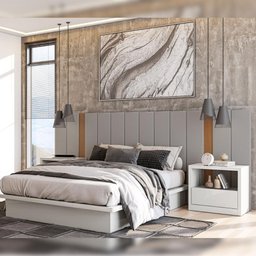 Cabeceira Estofada para Cama King Size 325cm Tw155 Dalla Costa - Freijo/linho Cinza Claro - 1