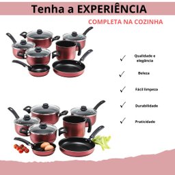 Jogo de Panelas Premium Antiaderente 7 Pecas Cereja - 7
