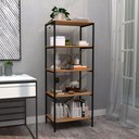 Ver imagem 2 de Kit 2 Estantes Livreiro Multiuso Estilo Industrial 150cm 5 Prateleiras Trento Preto Fosco - Artefamo