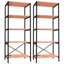 Ver imagem 1 de Kit 2 Estantes Livreiro Multiuso Estilo Industrial 150cm 5 Prateleiras Trento Preto Fosco - Artefamo