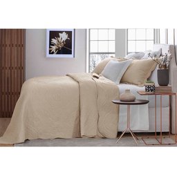 Kit Cobre Leito Bordado Queen 3 Peças 260x240cm Jacarandá Bege Bouti Jolitex - 1