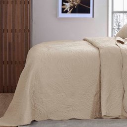 Kit Cobre Leito Bordado Queen 3 Peças 260x240cm Jacarandá Bege Bouti Jolitex - 3