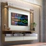 Painel para TV com LED e Espelho São Luís 2.2 Avelã Off White - 2
