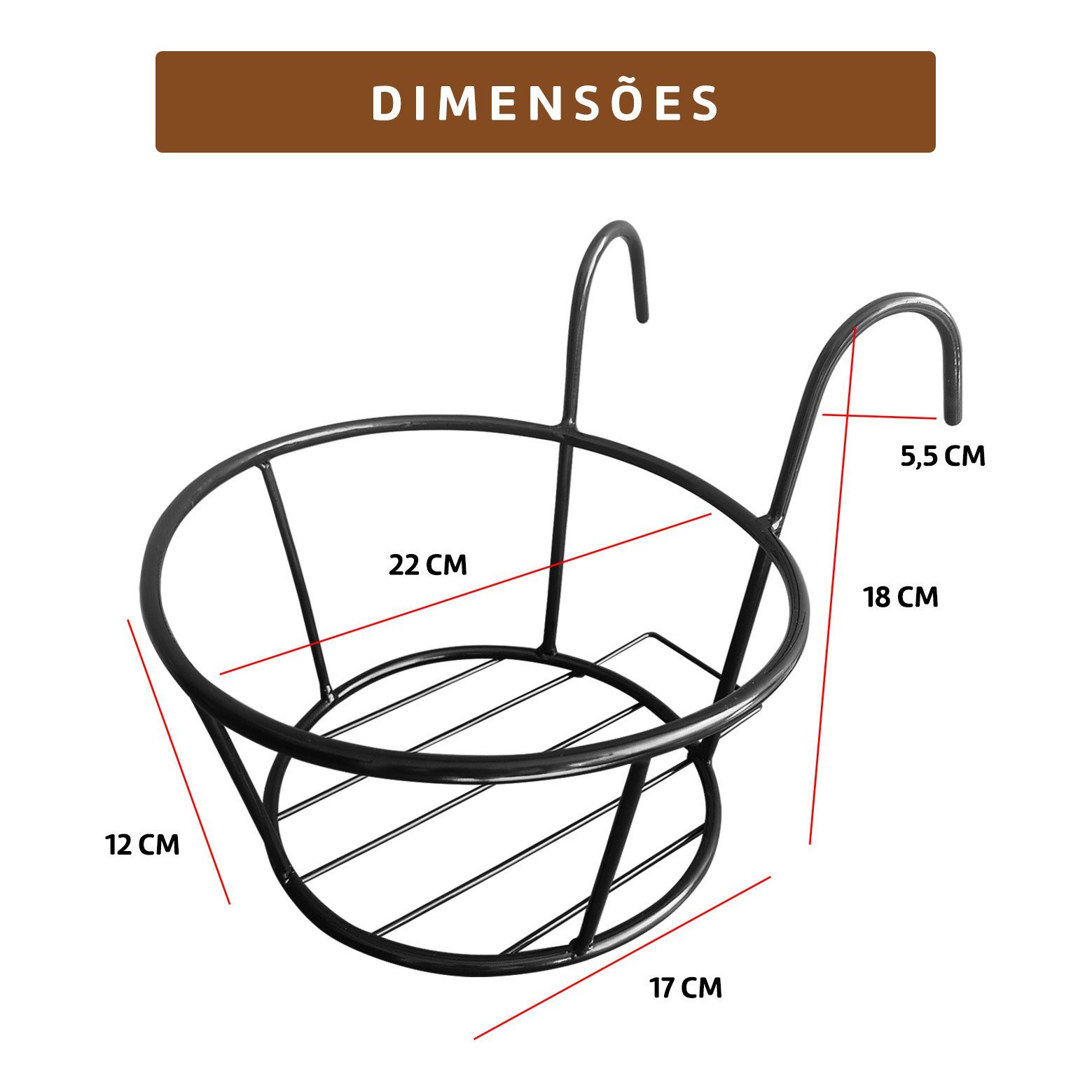 Suporte para Vasos De Plantas e Flores Suspenso de Ferro