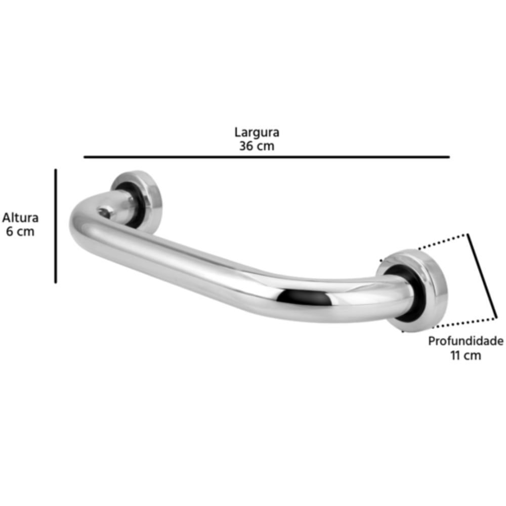 Barra de Apoio para Banheiro 30cm em Aço Inox NBR 9050 - 1392 - FURKIN BARRA DE APOIO 30CM INOX NBR  - 3
