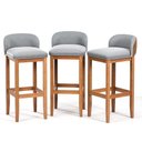 Ver imagem 3 de Kit 3 Banqueta Quadrada Estofado Confortavel Linho Luxuoso Conjunto Area Gourmet Moderna Retro