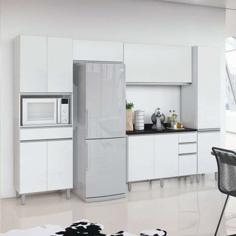 Armário De Cozinha Completa Top Class 5 Peças Com 10 Portas Branco