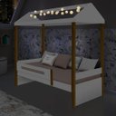 Ver imagem 3 de Cama Casa Infantil Montessoriana com LED Sara Branco e Mel Solteiro