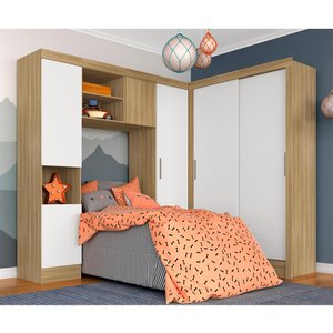 Guarda Roupa Modulado Solteiro Viola Bor/branco - Móveis Arapongas Boreal/branco