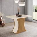 Ver imagem 1 de Mesa de Jantar Luiza 120 Cm Canto Arredondado com Vidro Nature Off White – Henn