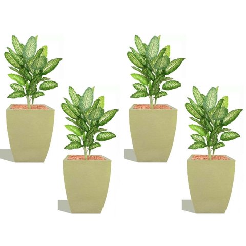 Kit 4 Vaso Planta 45x35 Moderno Trapézio Polietileno BGPLASTICOS MARROM CHOCOLATE 020