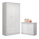 Ver imagem 1 de Conjunto Guarda Roupa e Cômoda Brisa 3 Portas 4 Gavetas MDP Branco Qmovi