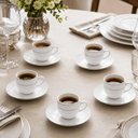 Ver imagem 6 de Jogo 12 Xícaras Café 90ml com Pires Porcelana Majesty Silver Prateado Branco Mesa Posta