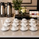 Ver imagem 2 de Jogo 12 Xícaras Café 90ml com Pires Porcelana Majesty Silver Prateado Branco Mesa Posta