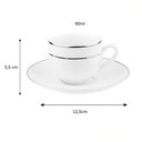 Ver imagem 4 de Jogo 12 Xícaras Café 90ml com Pires Porcelana Majesty Silver Prateado Branco Mesa Posta