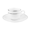 Ver imagem 1 de Jogo 12 Xícaras Café 90ml com Pires Porcelana Majesty Silver Prateado Branco Mesa Posta