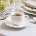 Ver imagem 3 de Jogo 12 Xícaras Café 90ml com Pires Porcelana Majesty Silver Prateado Branco Mesa Posta
