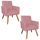 Ver imagem 1 de Kit 2 Poltronas Nina Suede Pés Palito Castanho - Pallazio Cor Rosê