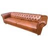 Sofá de Couro 4 Lugares Chesterfield 2,40 Conhaque - Mozzelar - 3
