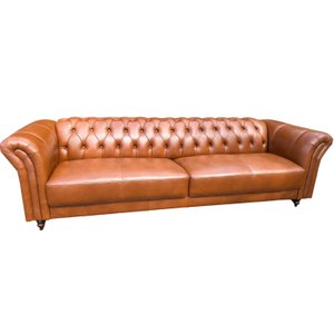 Sofá de Couro 4 Lugares Chesterfield 2,40 Conhaque - Mozzelar