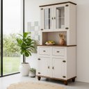 Ver imagem 1 de Kit Cozinha 4 Portas 2 Gavetas Tampo Base e Pés em Madeira Maciça Joy Branco/Off White