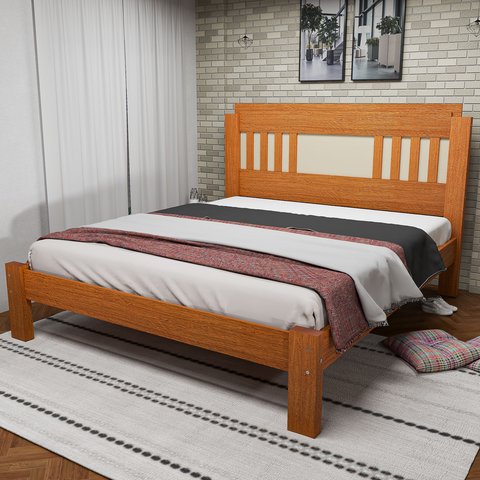 Cama Casal 117x145,8cm 100% MDF Marina Marrom/Marrome/Off White