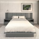 Ver imagem 1 de Cama Queen e Cabeceira com 2 Mesas Laterais Mdf sob Medida Cor:cinza Sagrado